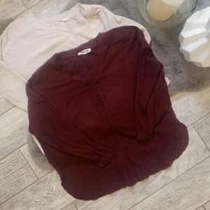 Double zero set of waffle Henley shirts